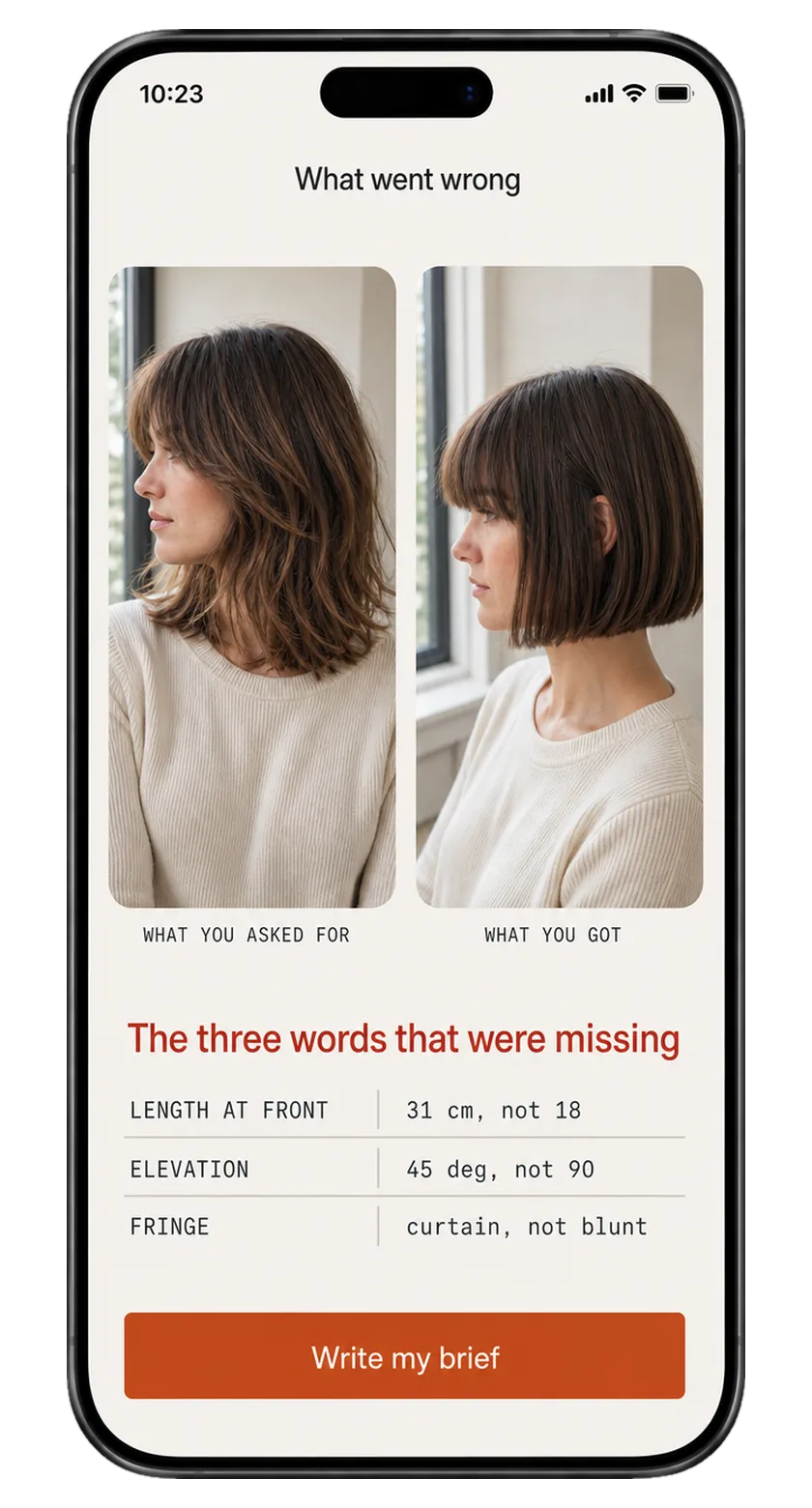A haircut that went wrong, with the brief that would have prevented it